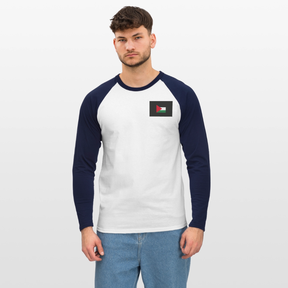 T-shirt baseball manches longues Homme Palestine - blanc/marine