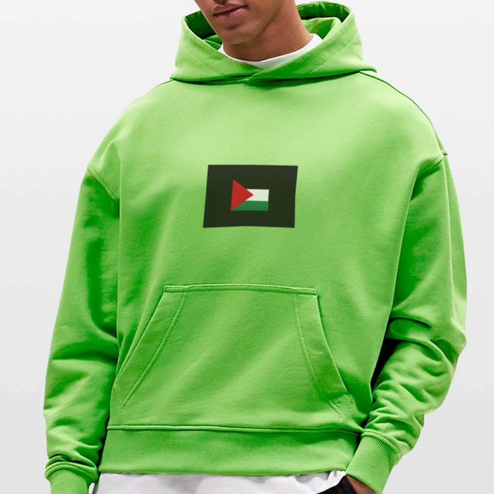 Sweat à capuche bio épais oversize fabriqué en UE palestine - Apple Neon
