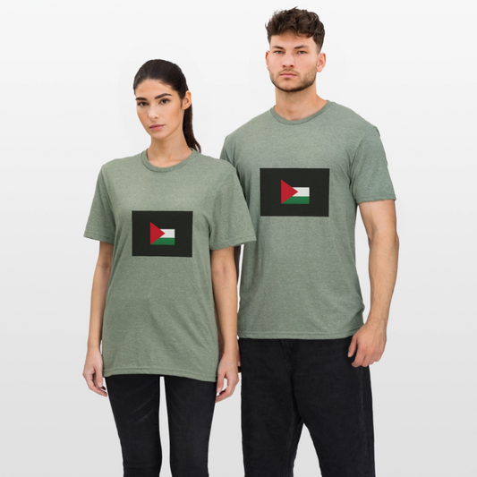 T-shirt polycoton Unisexe Palestine - vert kaki chiné