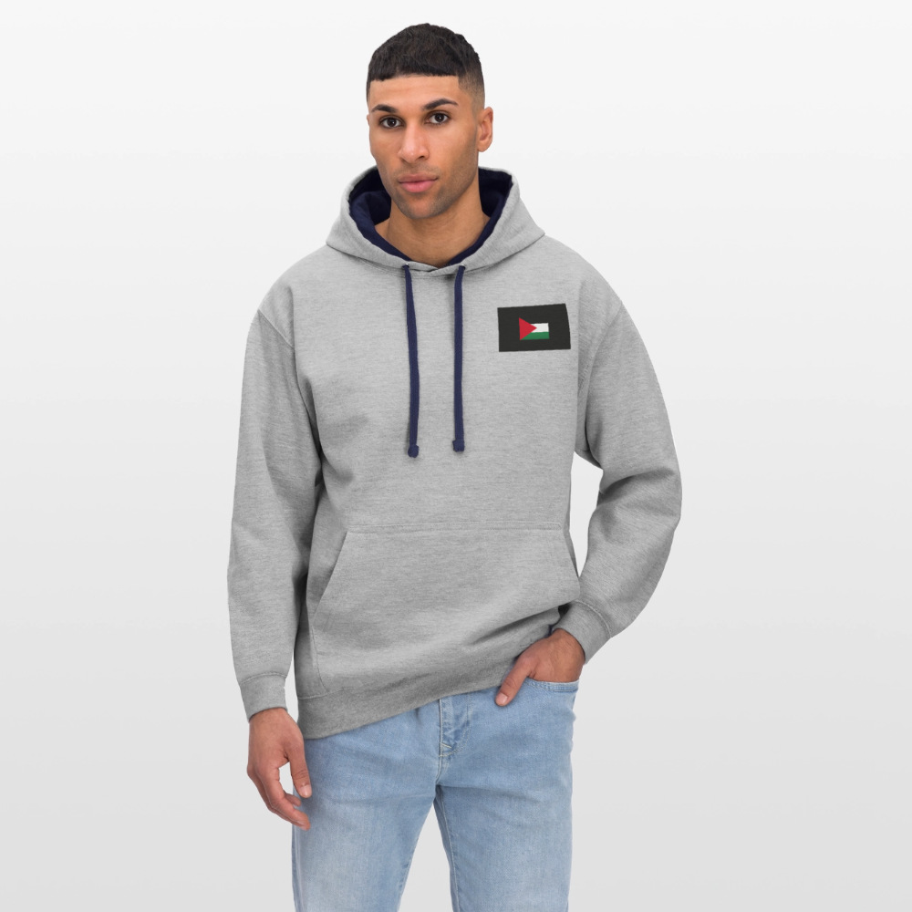 Sweat-shirt contraste Palestine - gris chiné/bleu marine