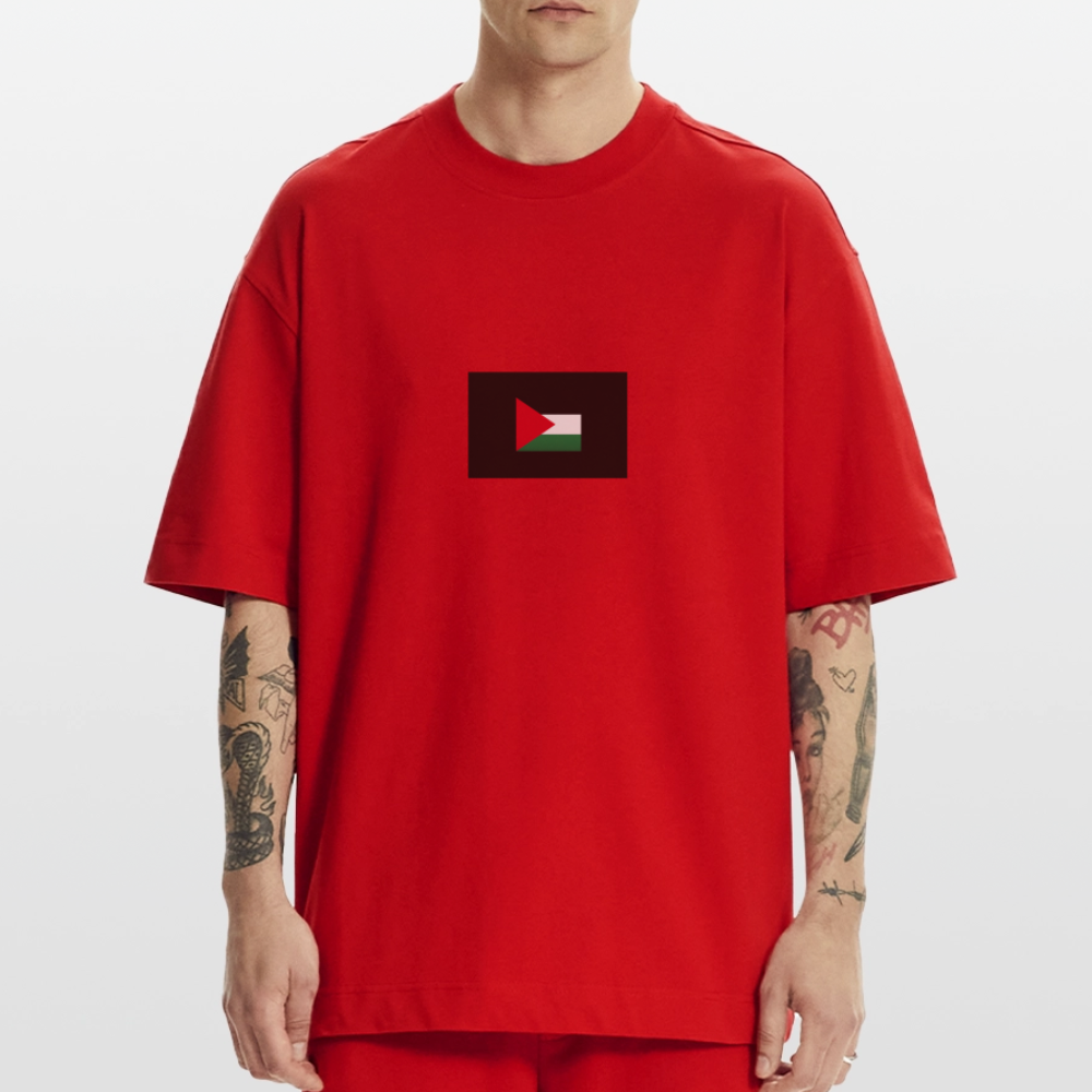 T-shirt bio épais oversize fabriqué en UE palestine - rouge