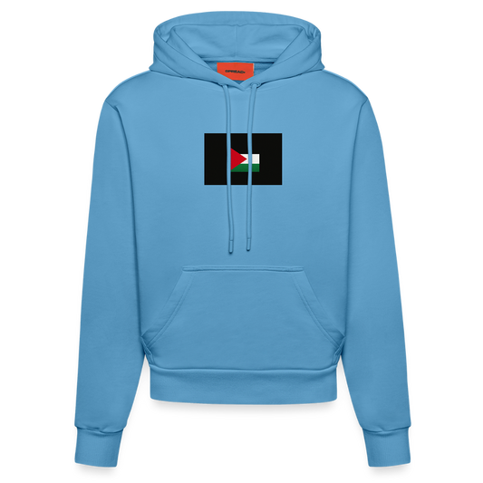 Sweat à capuche bio ajusté fabriqué en UE palestine -  Sol Blue
