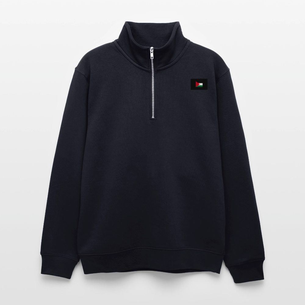 Sweat col montant zippé unisexe Palestine - bleu marine foncé
