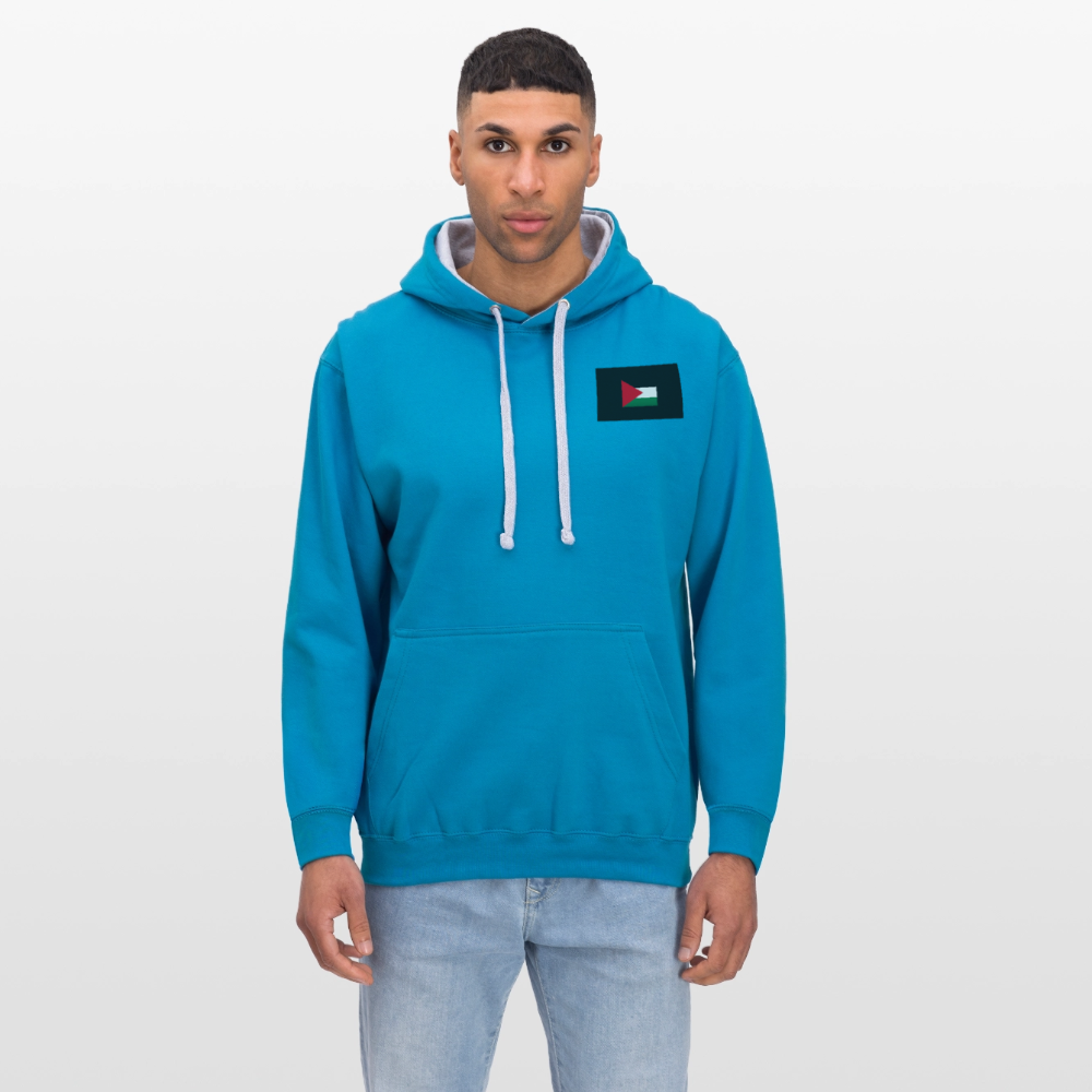 Sweat-shirt contraste Palestine - bleu paon/gris chiné