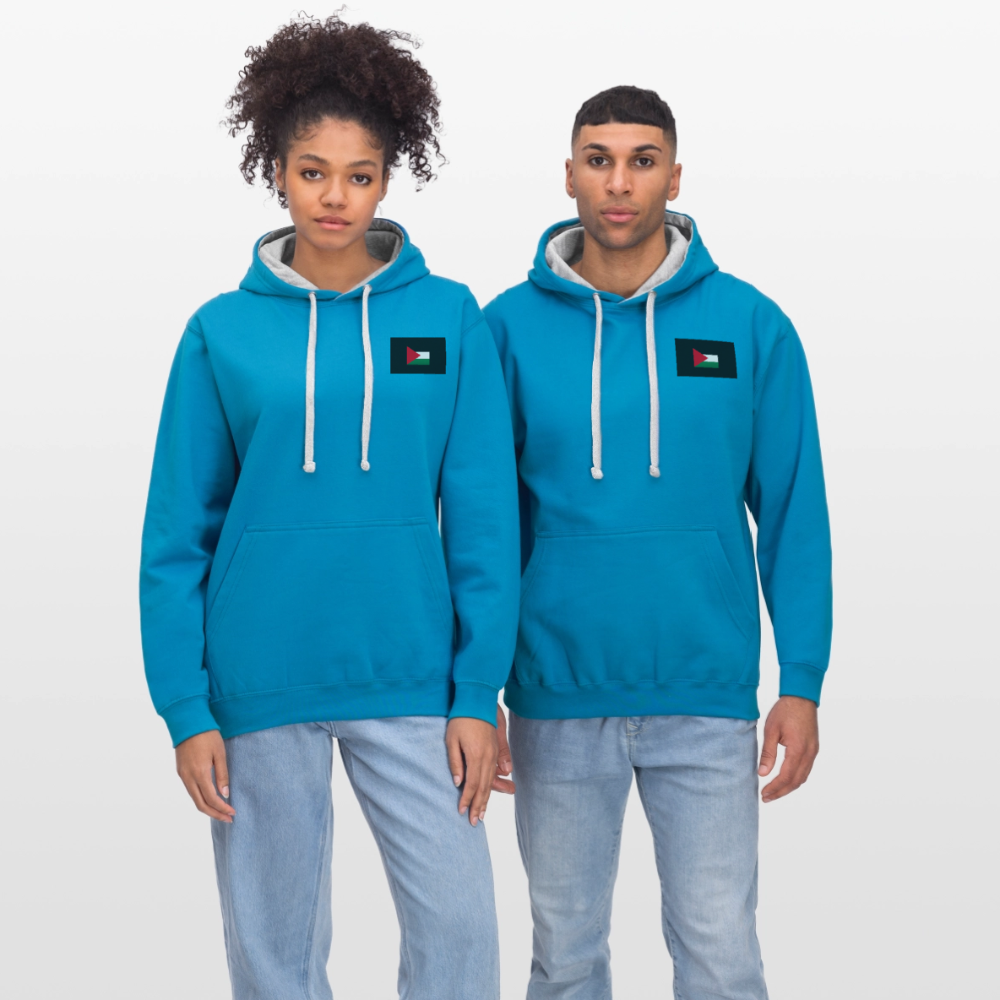 Sweat-shirt contraste Palestine - bleu paon/gris chiné