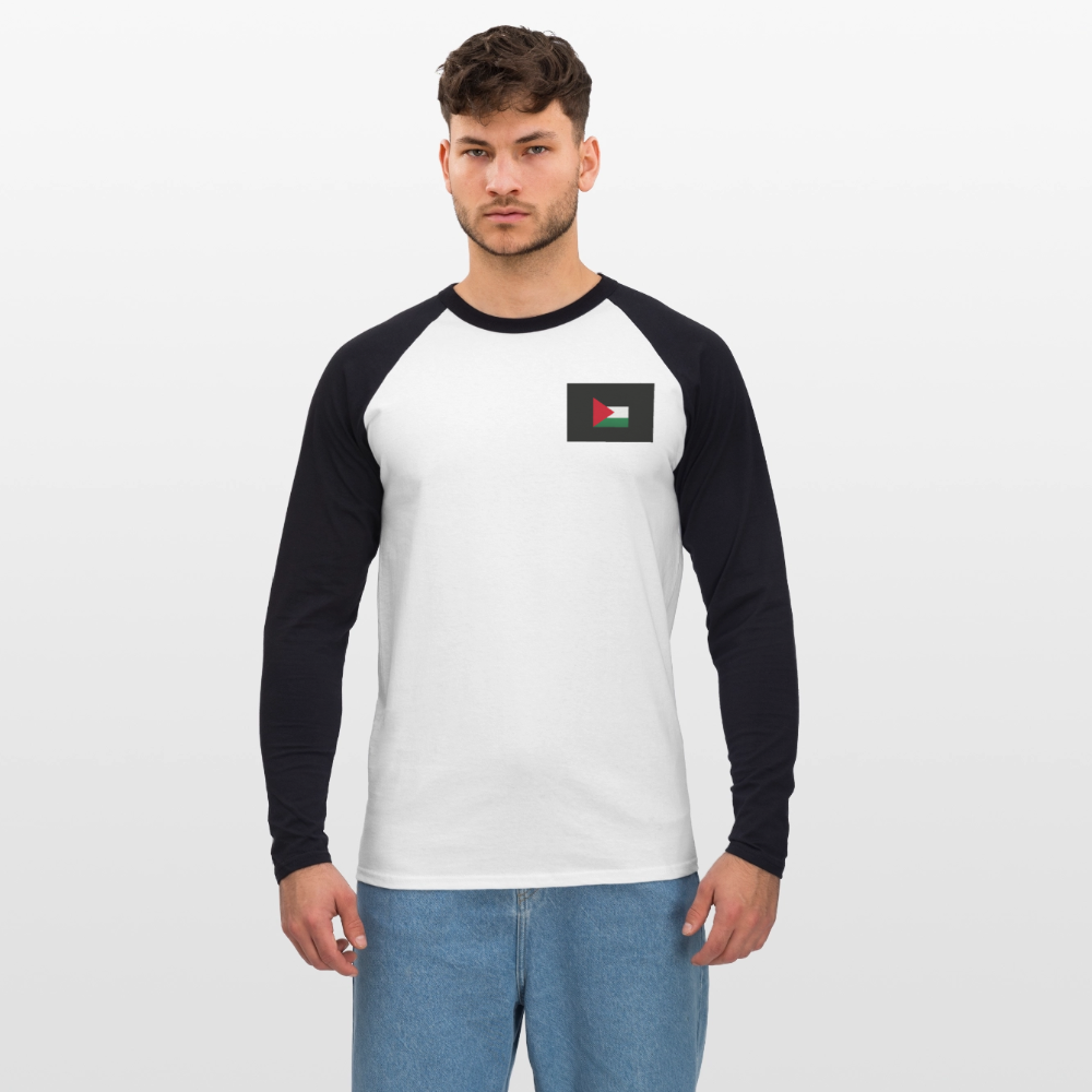 T-shirt baseball manches longues Homme Palestine - blanc/noir