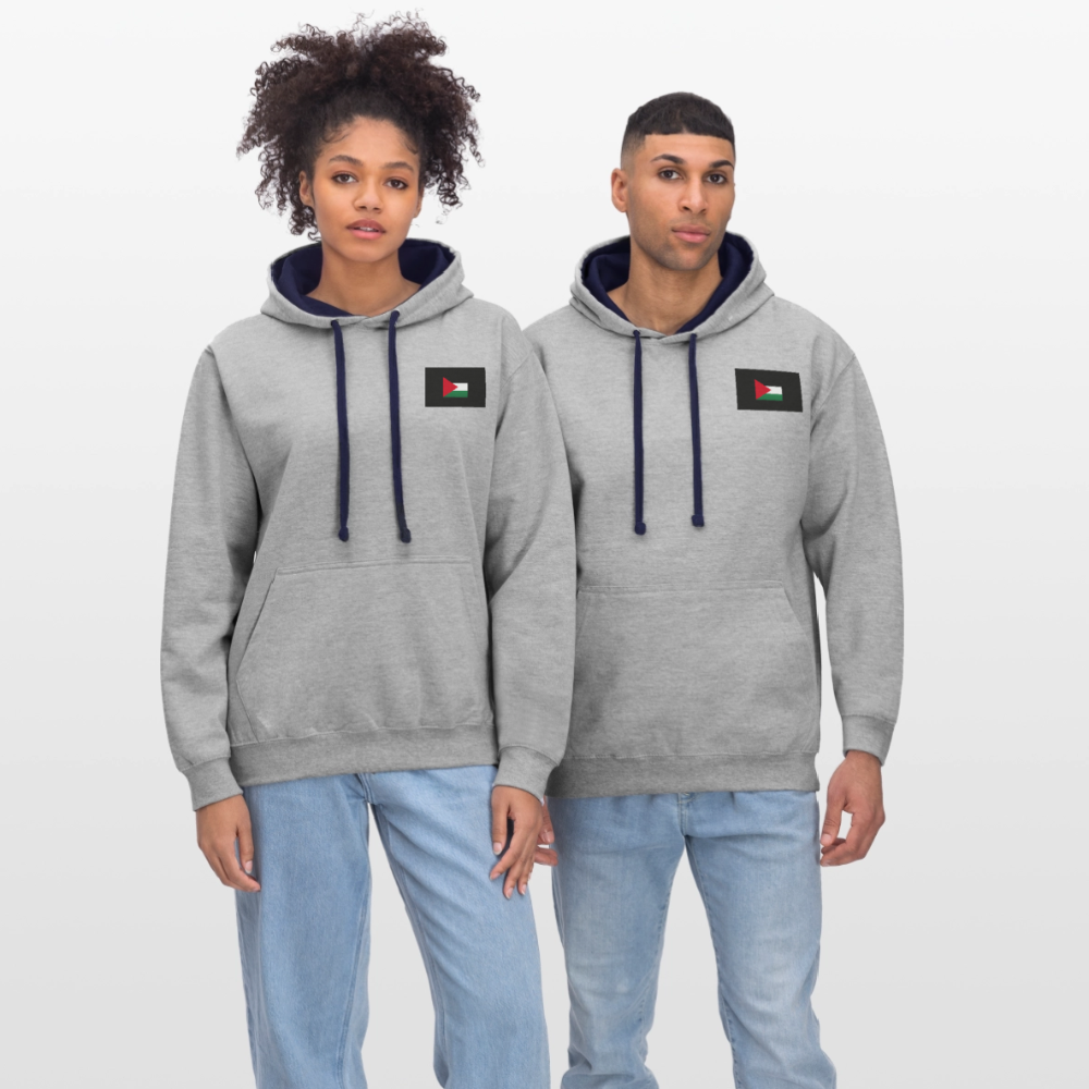 Sweat-shirt contraste Palestine - gris chiné/bleu marine