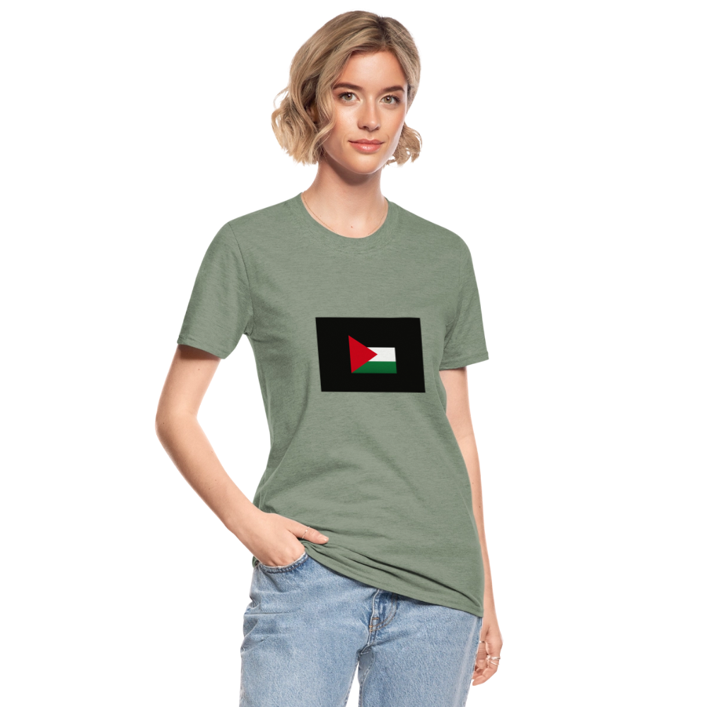 T-shirt polycoton Unisexe Palestine - vert kaki chiné