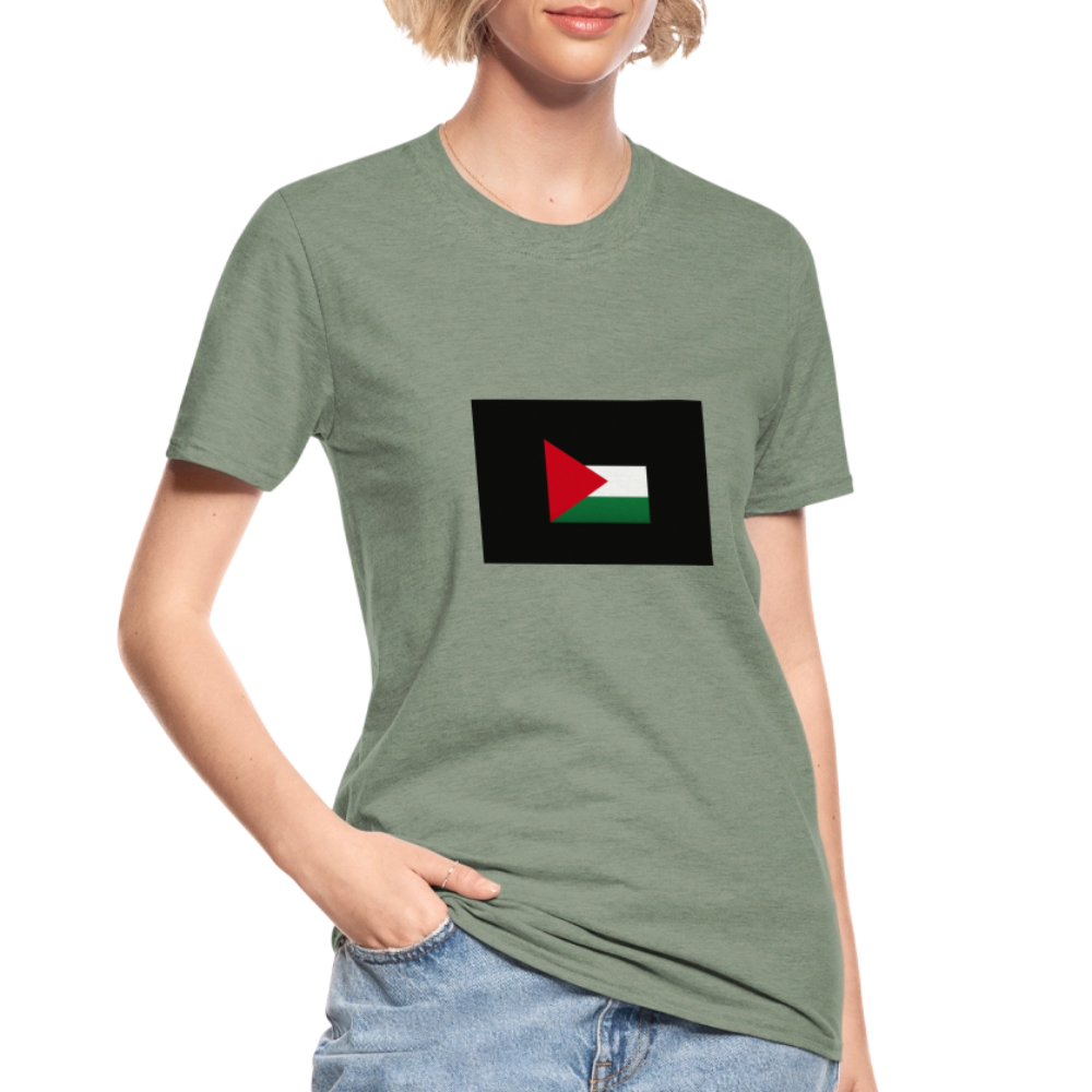 T-shirt polycoton Unisexe Palestine - vert kaki chiné