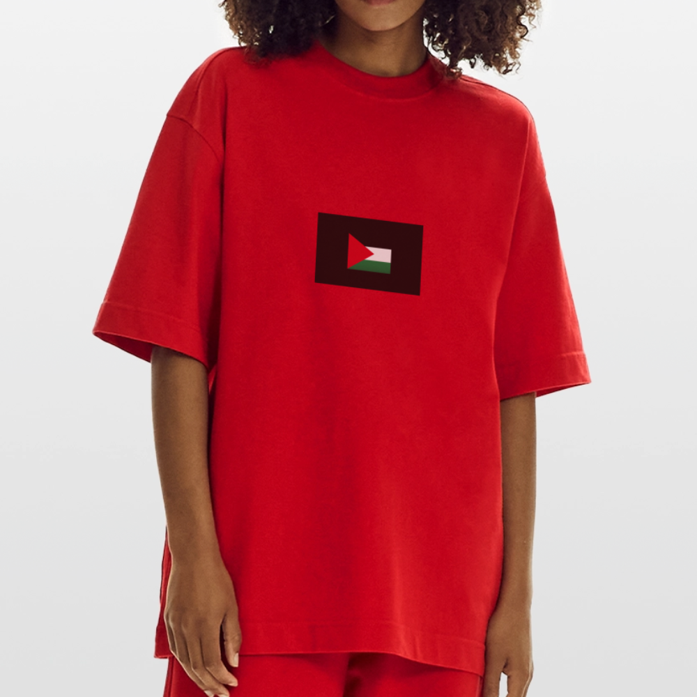 T-shirt bio épais oversize fabriqué en UE palestine - rouge