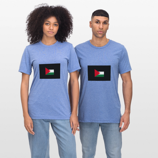 T-shirt chiné Bella + Canvas Unisexe Palestine - bleu chiné