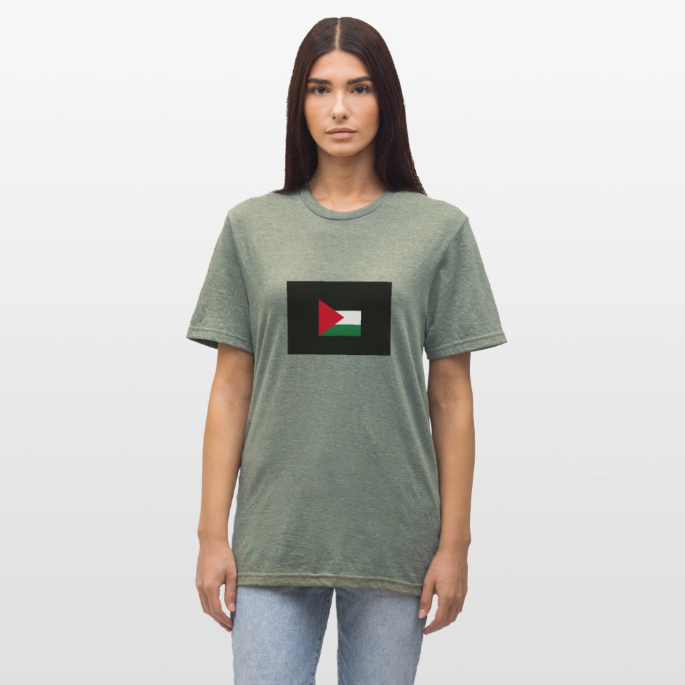 T-shirt polycoton Unisexe Palestine - vert kaki chiné