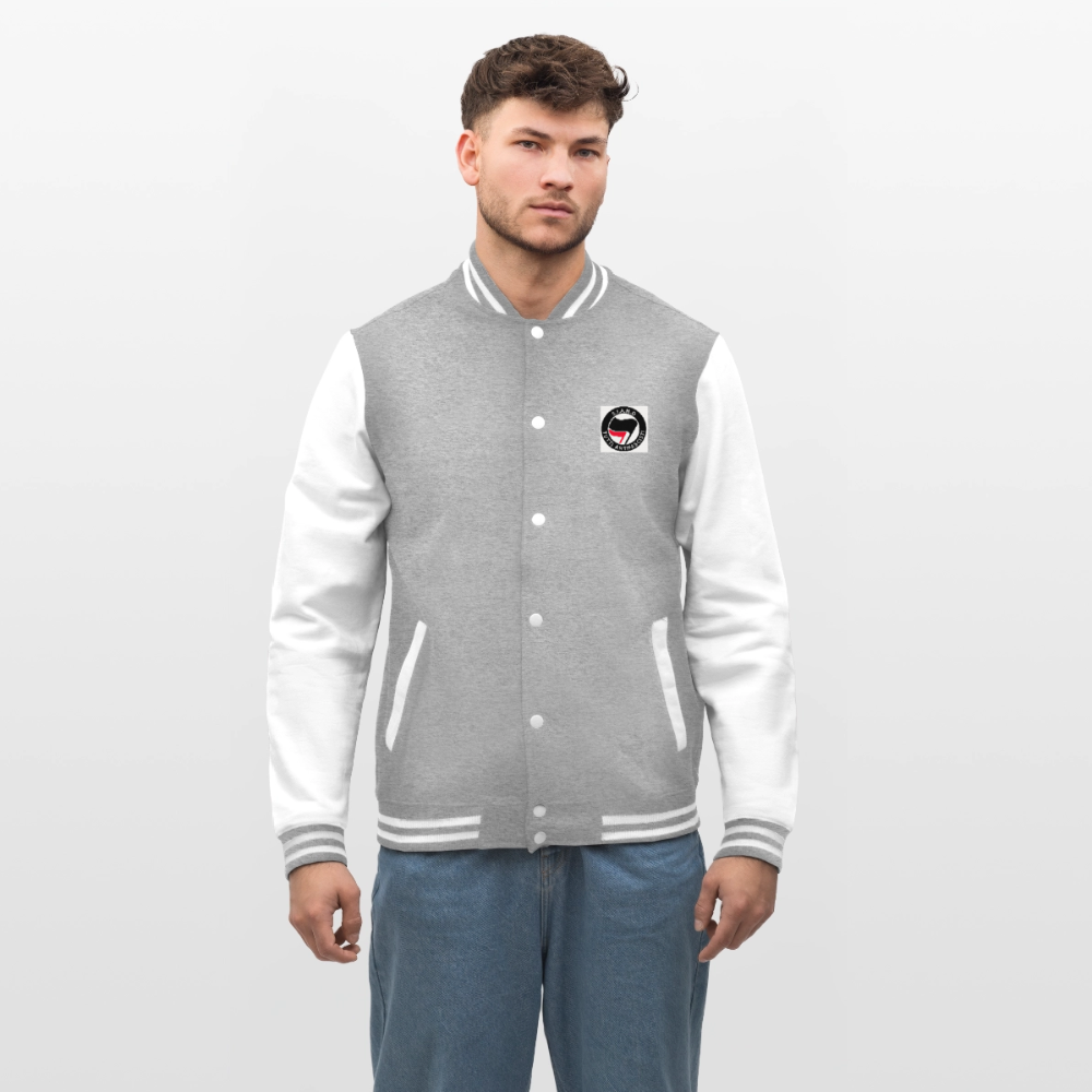 Veste Teddy - gris chiné / blanc