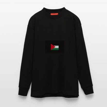 Manches longues bio épais oversize fabriqué en UE palestine - SOLID BLACK