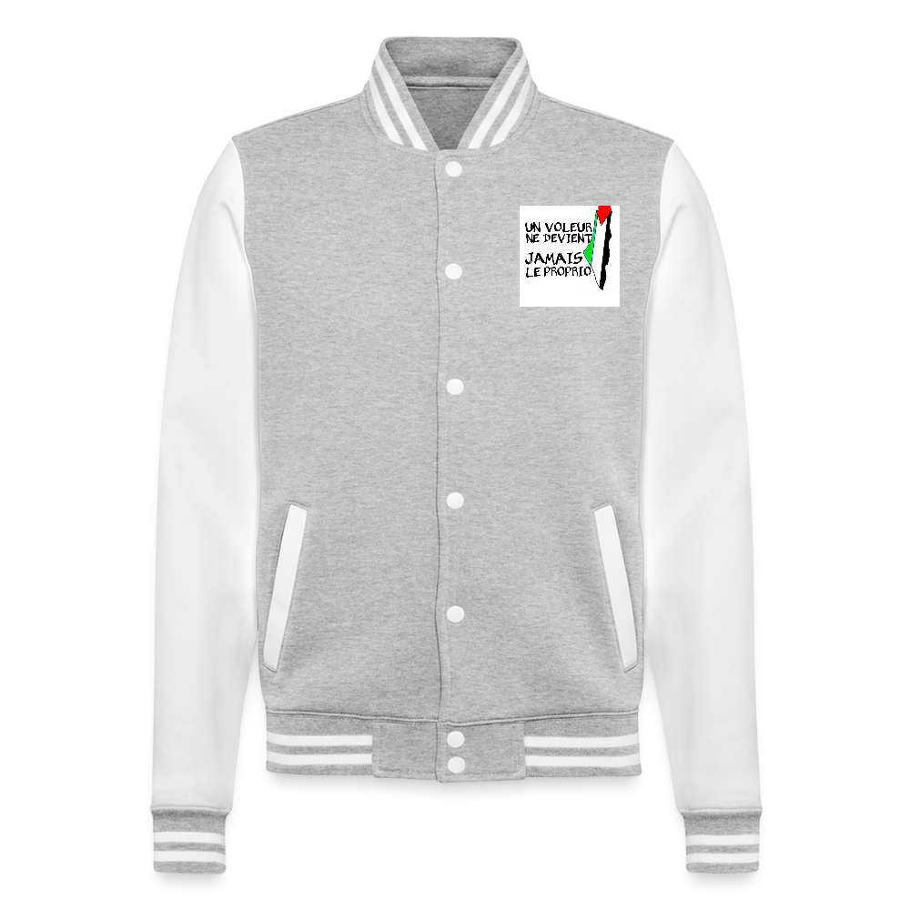 Veste Teddy🇵🇸🇵🇸 - gris chiné / blanc