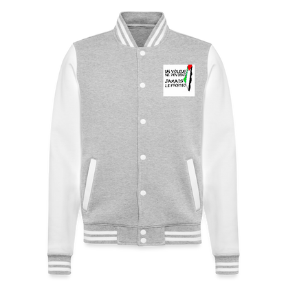 Veste Teddy🇵🇸🇵🇸 - gris chiné / blanc