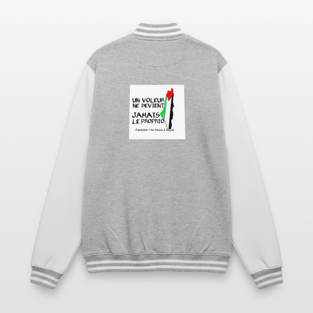 Veste Teddy🇵🇸🇵🇸 - gris chiné / blanc