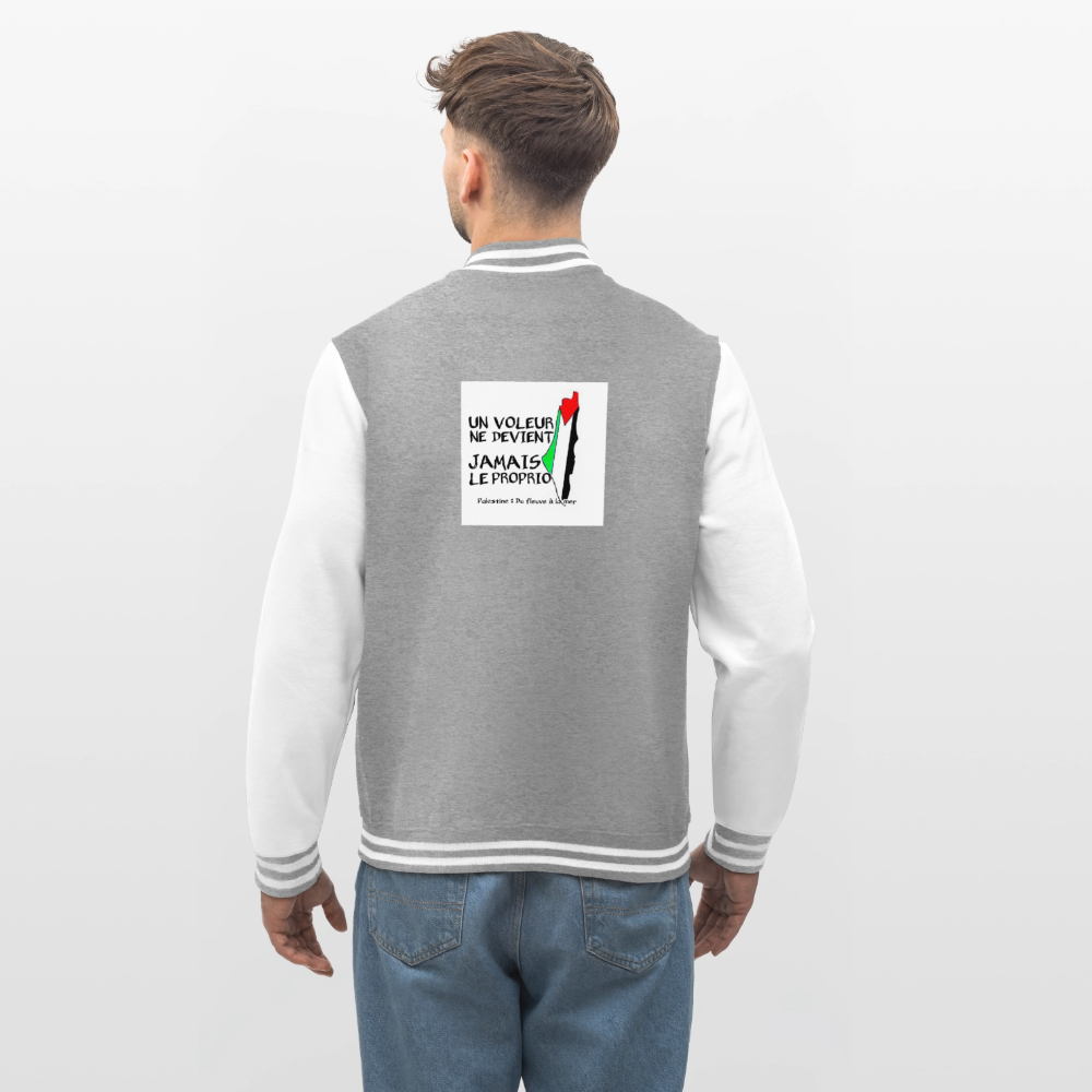 Veste Teddy🇵🇸🇵🇸 - gris chiné / blanc