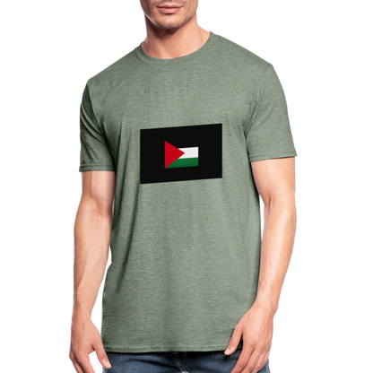 T-shirt polycoton Unisexe Palestine - vert kaki chiné