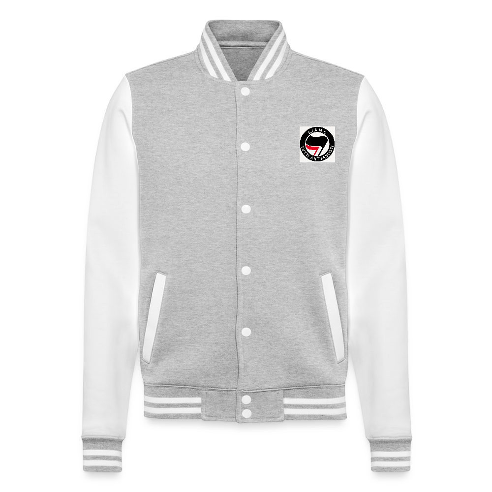 Veste Teddy - gris chiné / blanc