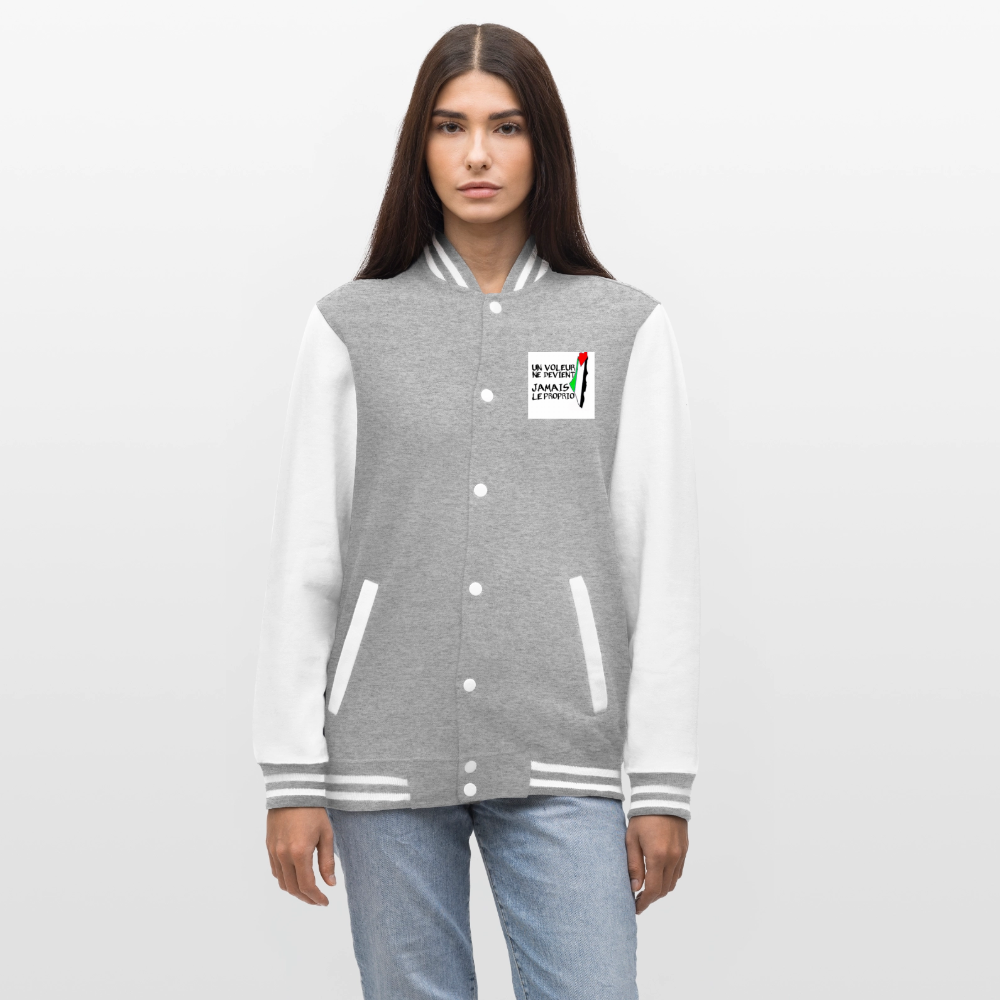 Veste Teddy🇵🇸🇵🇸 - gris chiné / blanc