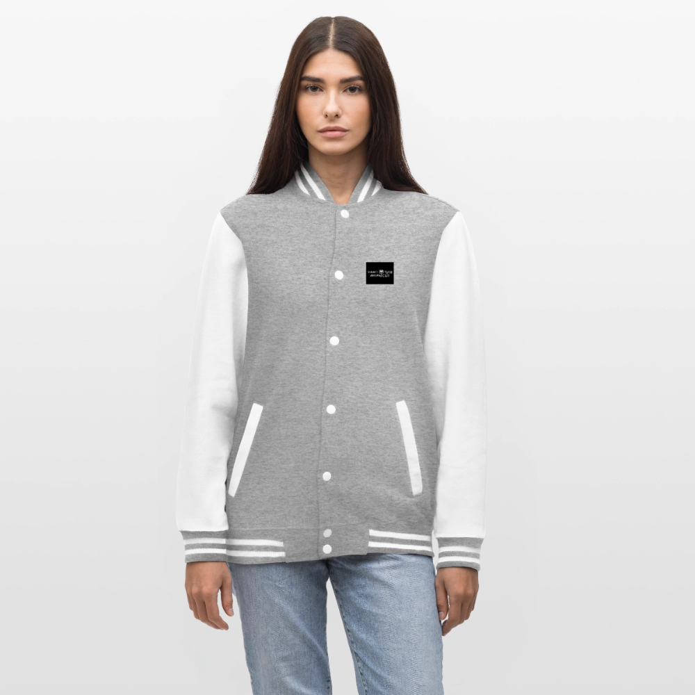 Veste Teddy - gris chiné / blanc