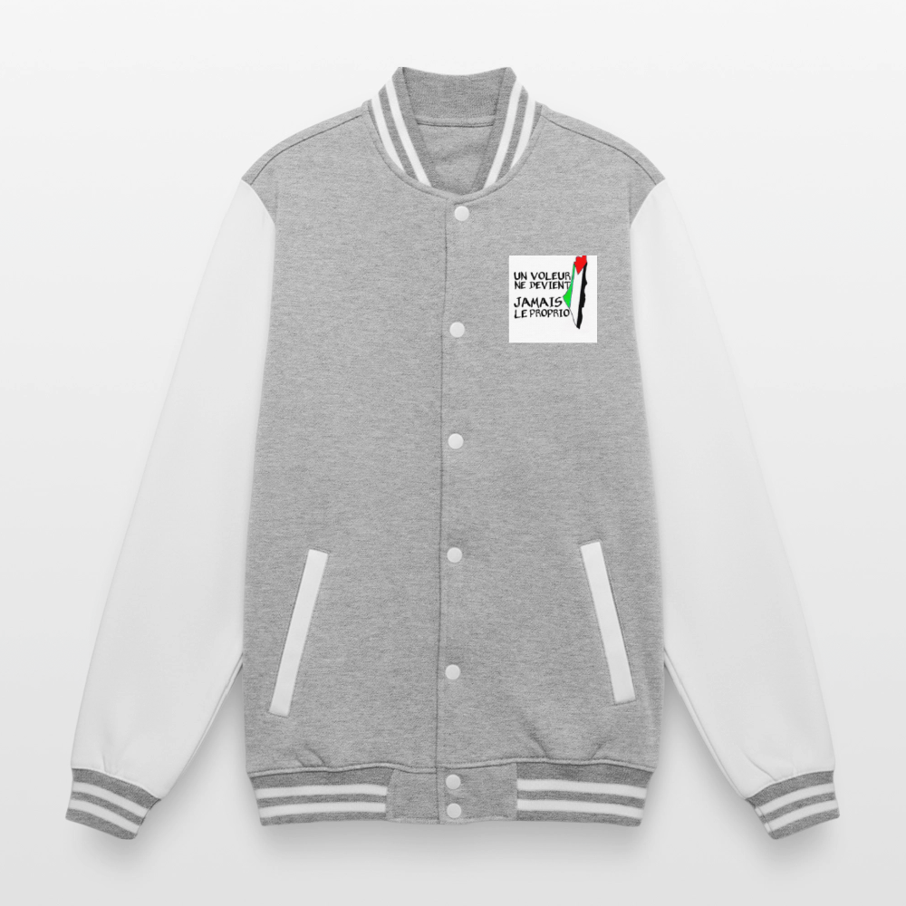 Veste Teddy🇵🇸🇵🇸 - gris chiné / blanc