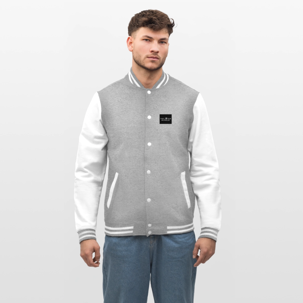 Veste Teddy - gris chiné / blanc