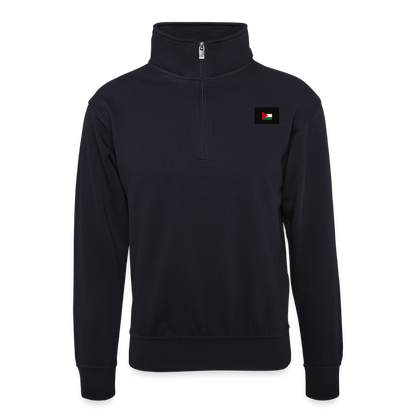 Sweat col montant zippé unisexe Palestine - bleu marine foncé