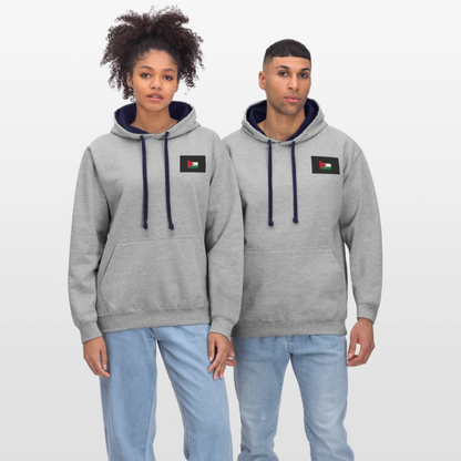 Sweat-shirt contraste Palestine - gris chiné/bleu marine