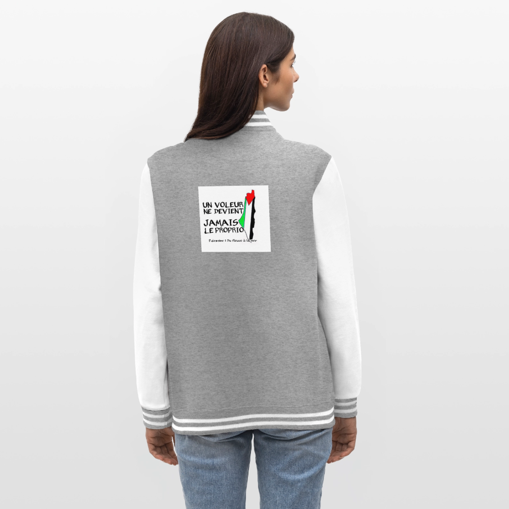 Veste Teddy🇵🇸 - gris chiné / blanc