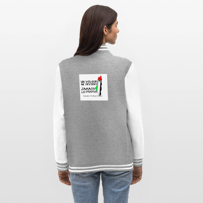 Veste Teddy🇵🇸 - gris chiné / blanc
