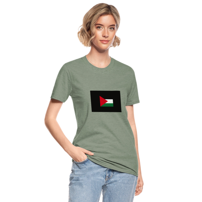 T-shirt polycoton Unisexe Palestine - vert kaki chiné