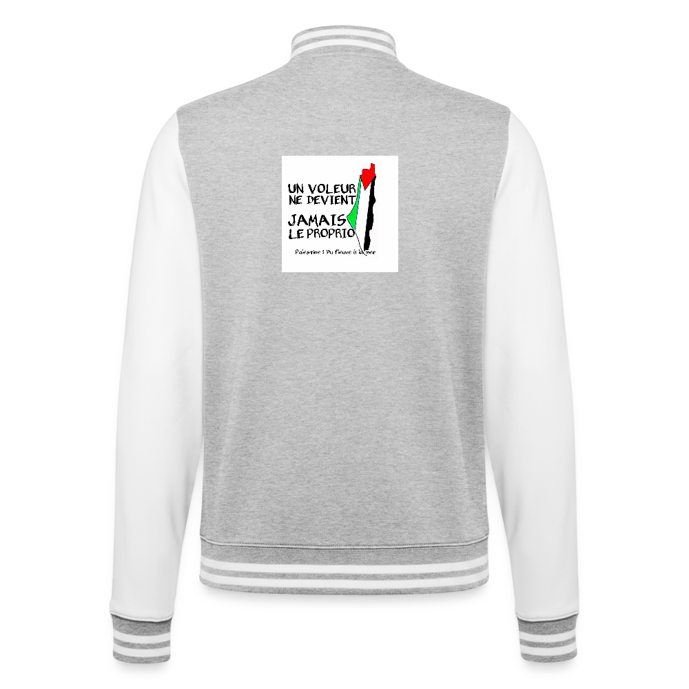 Veste Teddy🇵🇸 - gris chiné / blanc
