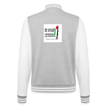 Veste Teddy🇵🇸 - gris chiné / blanc
