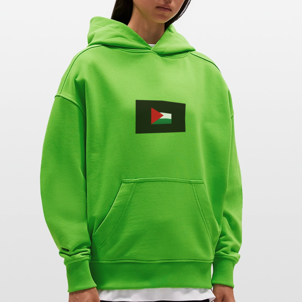 Sweat à capuche bio épais oversize fabriqué en UE palestine - Apple Neon
